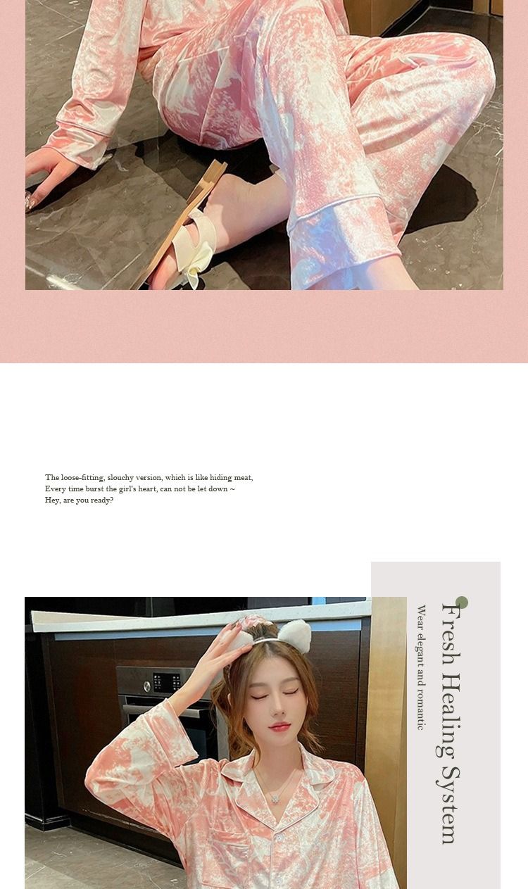 Women's Sleepwears Light Luxury Domineering Women's Autumn Pajamas Thin Long Sleeved Ice Silk Suit_voghion.com