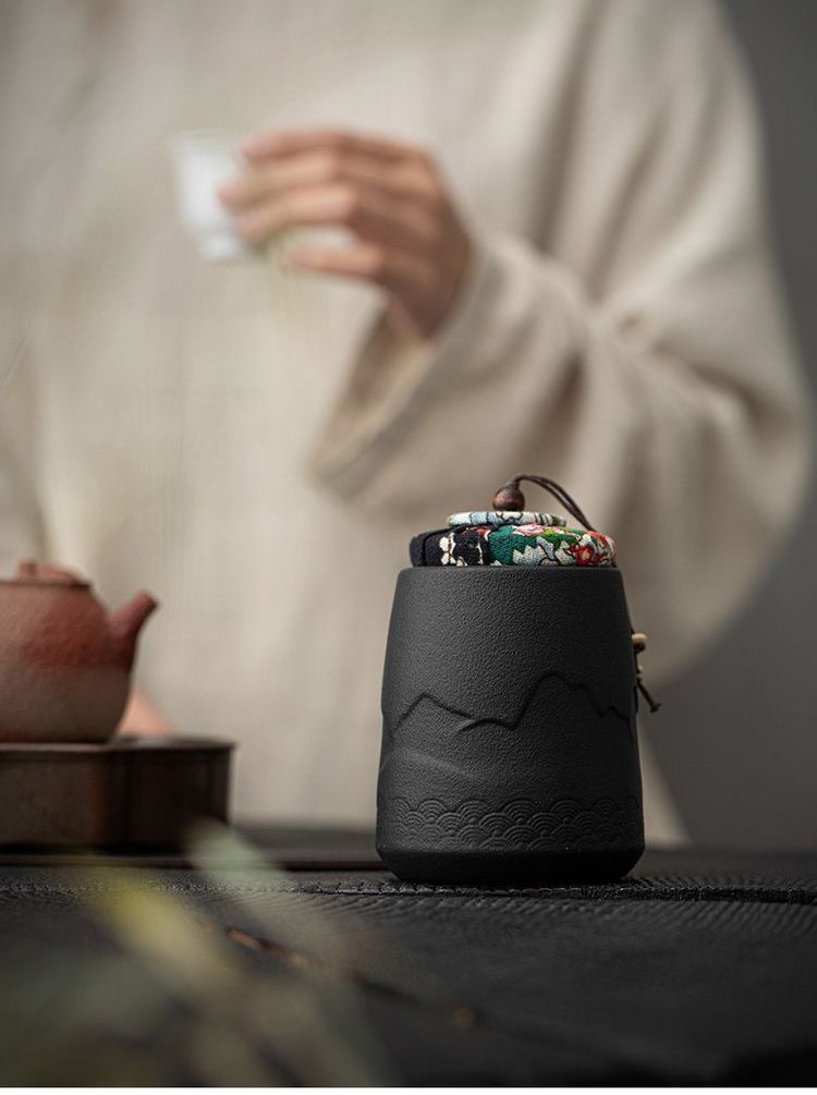Ceramic Sealed Tea Caddy Storage Tank Portable Home Container Organizer for Tea Coffee Herb Candy Chocolate Sugar Spices_voghion.com