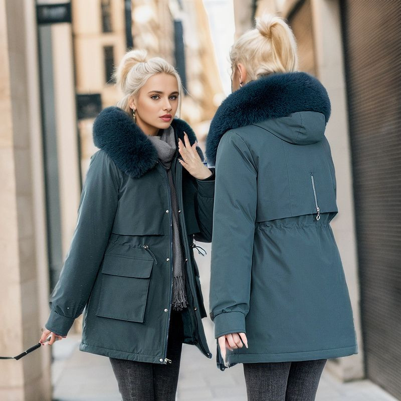 Einfarbiger, lässiger Wintermantel für Damen_voghion.com