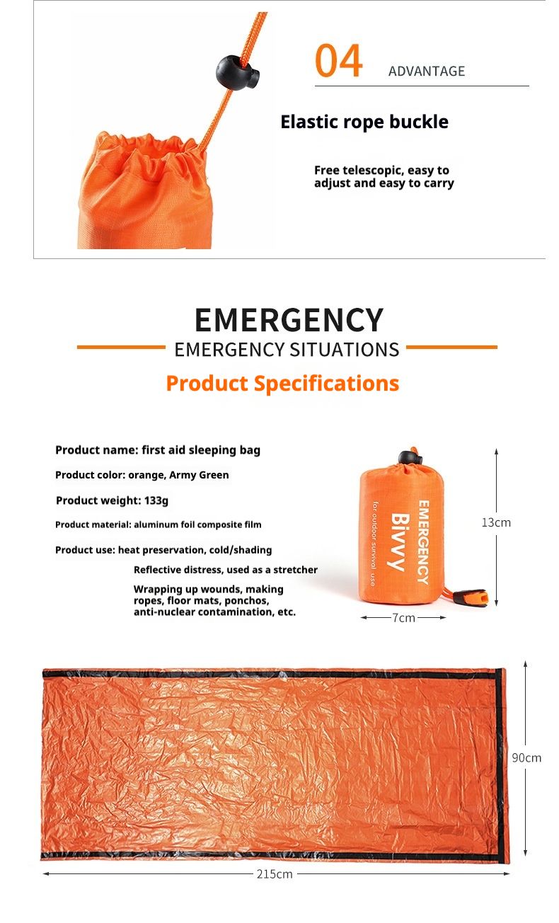 Pellicola in alluminio PE arancione semplice prevenzione del freddo e soccorso in caso di calamità sacco a pelo caldo di emergenza, borsa portaoggetti_voghion.com