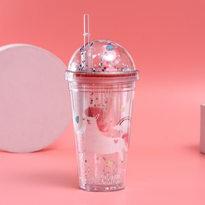 Tasse à glace en plastique à double couche créative avec dessin animé pour étudiants, cadeau décontracté pour couple d'été, vente en gros_voghion.com