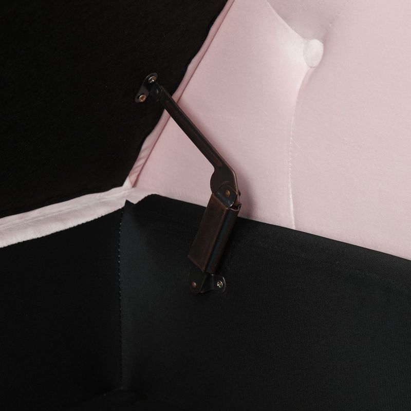Aijia 63" Velvet Multifunctional Storage Rectangular Sofa Stool Buttons Tufted Nailhead Trimmed Solid Wood Legs With 1 Pillow,Pink_voghion.com