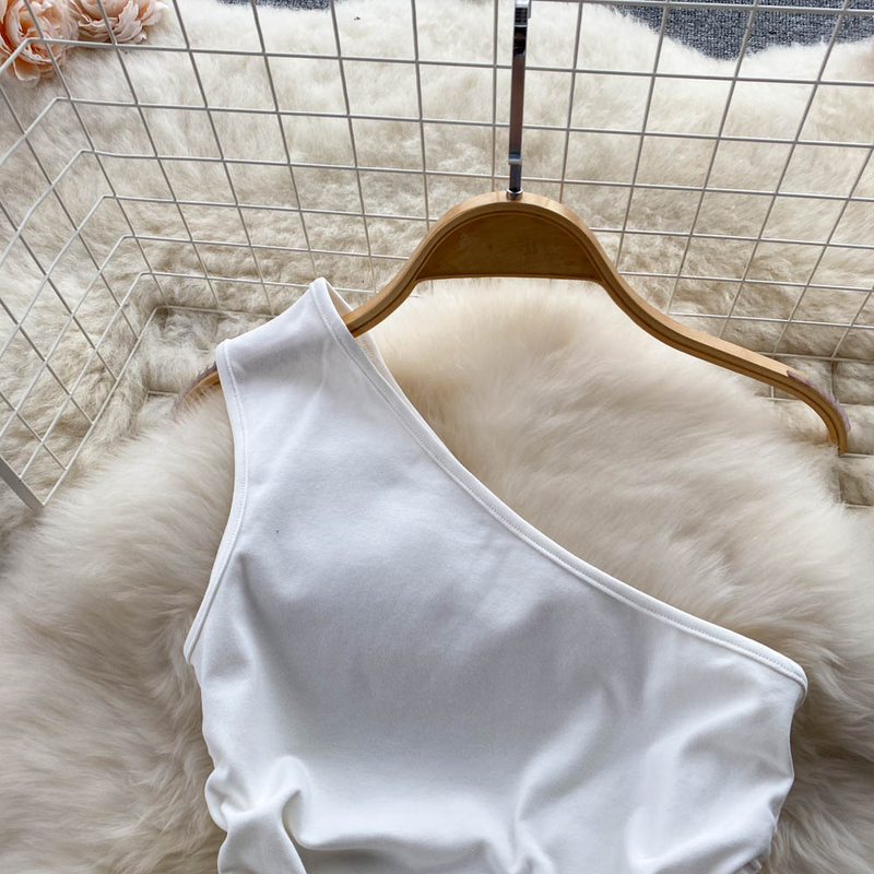 Women's Drawstring Lace-up Slouchy Vest Irregular Raw Edge Split Denim Half-body Skirt Two Piece Set_voghion.com
