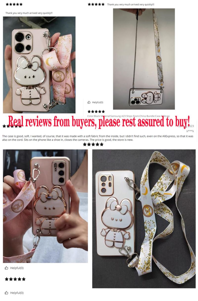Crossbody Lanyard Plating Phone Rabbit Holder Case For OPPO A54 A55 A16 A16K A15 A17 A83 A74 A76 A72 A57 A53 A77 A92 A52_voghion.com