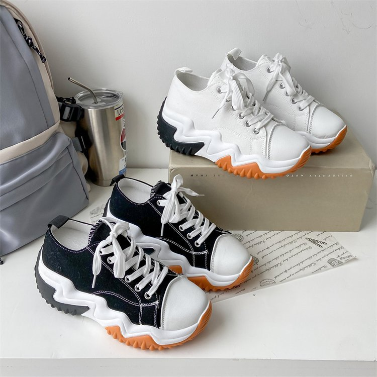 Thick-soled Low-cut Canvas Shoes Women's 23 Summer New Cross-border Foreign trade 43 large size breathable fashion lace-up casual old shoes_voghion.com