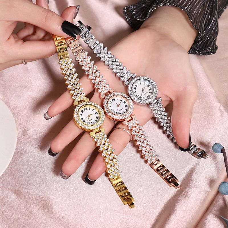 Dame armbåndsur sæt diamantbesat baby's breath armbåndsur + armbånd gavesæt til kvinder_voghion.com