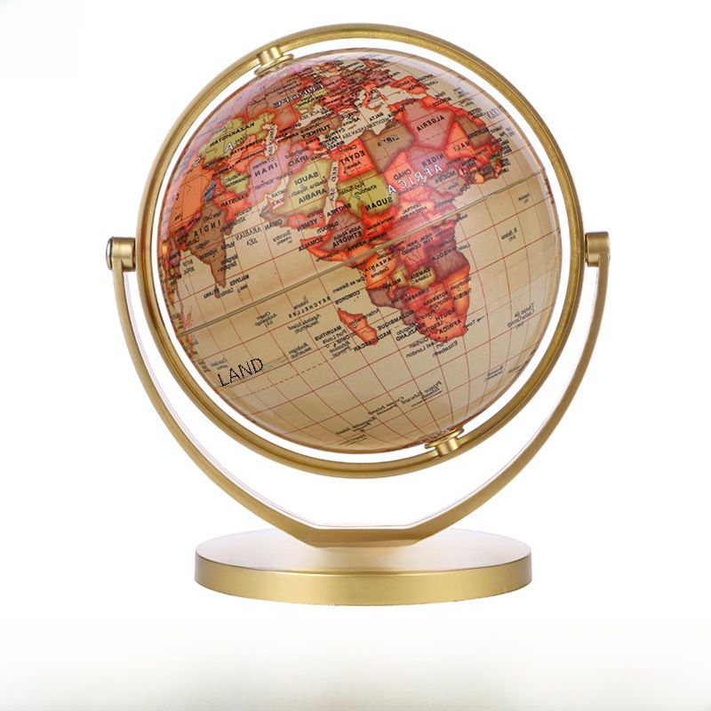 Source Factory 14,16 cm Version anglaise Support doré Globe rétro Globe rotatif universel à 720 degrés_voghion.com