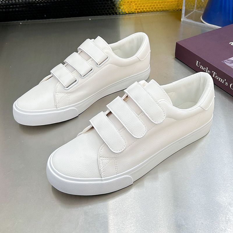 Unbeatable Quality Suit Board Magic Buckle Couple Style, Three Straps, Student Skateboard Men's Casual Small White Flat Shoes, Women's_voghion.com