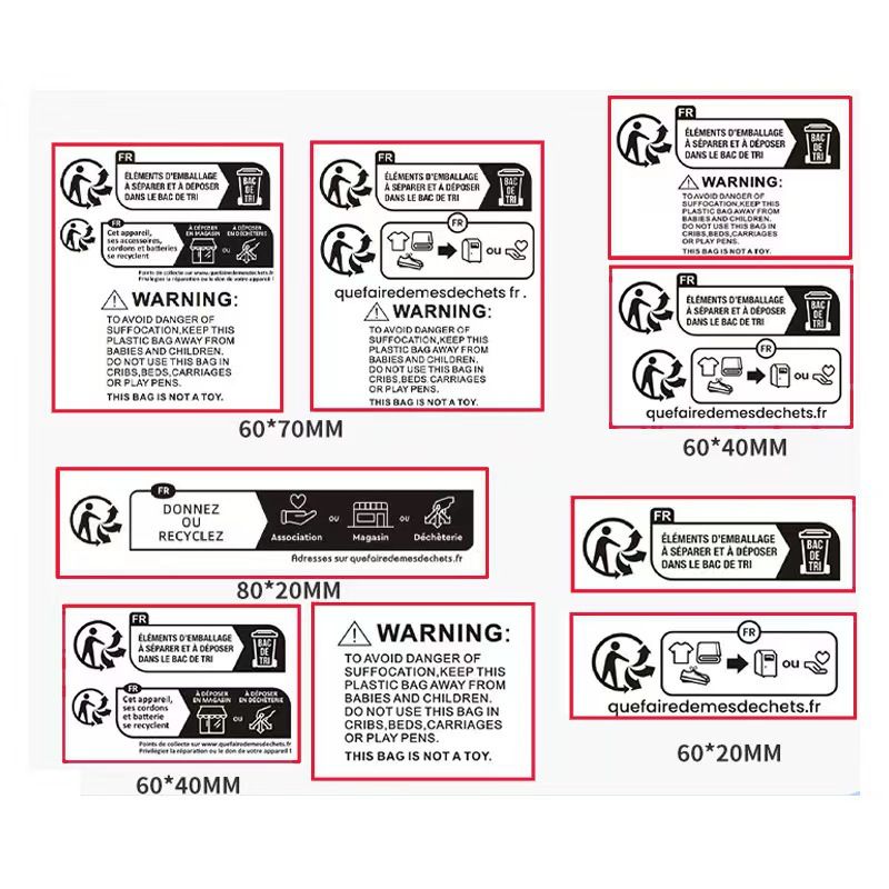 1000/2000 PCS Self-Adhesive Warning Labels - 70x20mm Eco-Friendly Packaging Stickers For Child Safety, Choking Hazard, Multilingual Compliance_voghion.com