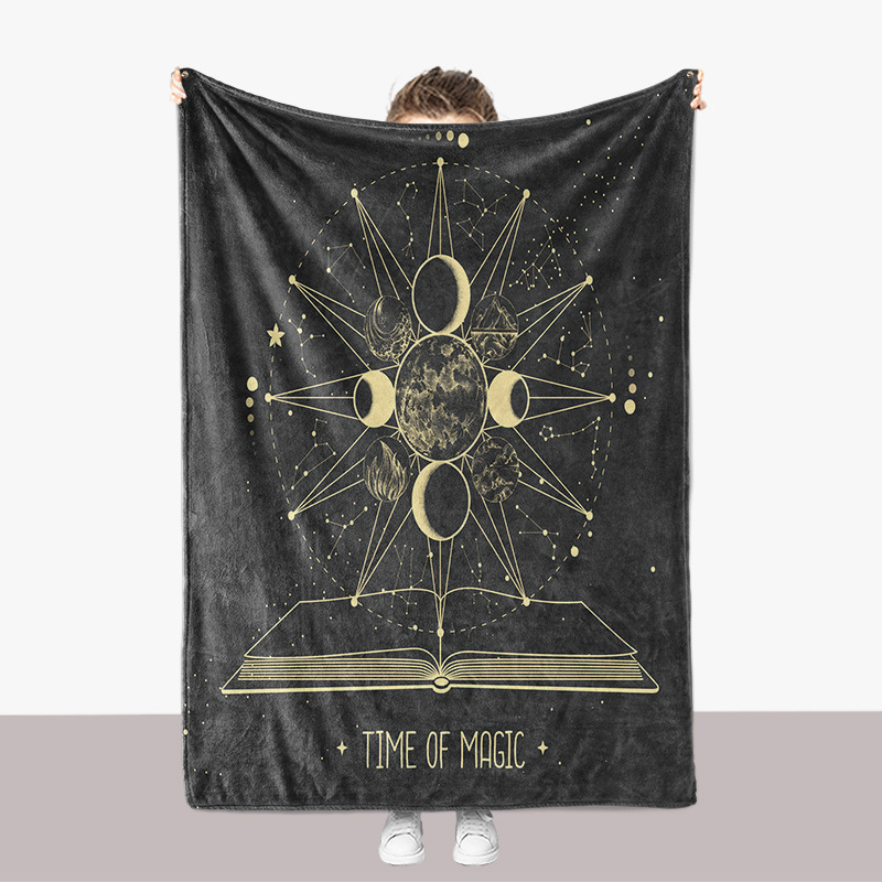 Coperta ispessita per divano in flanella stampata in 3D della serie Universe Moon Sun_voghion.com