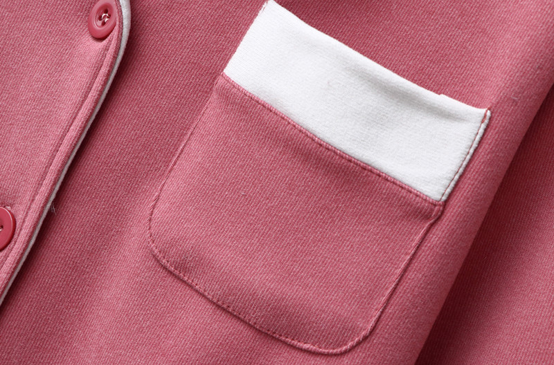Roupas femininas Cartão térmico dupla face lixado outono e inverno pijamas femininos cor combinando lapela grosso quente elástico roupas de casa terno_voghion.com