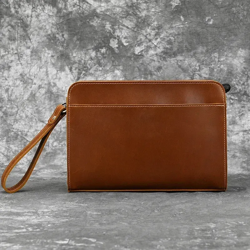 Vintage Crazy Horse Leather Clutch Bag For Men With Large Capacity 250314l_voghion.com