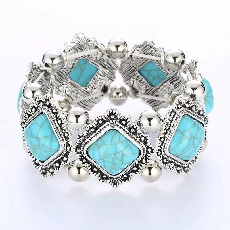 New Turquoise Bohemian Ethnic Style Jewelry Necklace Earrings Bracelet Set_voghion.com