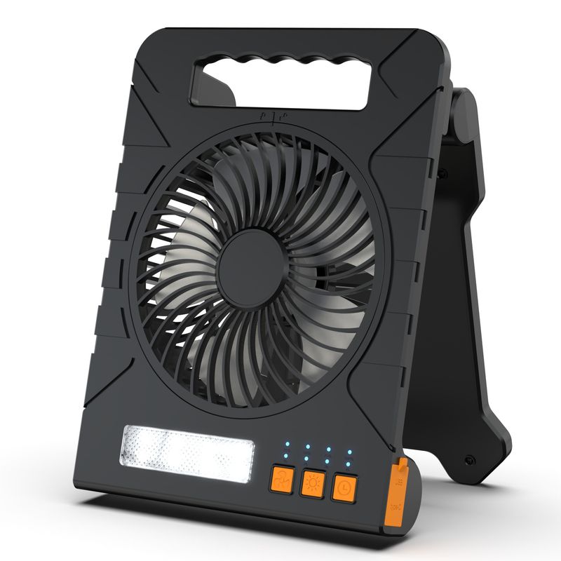 Solarbetriebener Ventilator, neue tragbare Powerbank, LED-Beleuchtung, USB-Campingventilator, Campingventilator für den Außenbereich_voghion.com