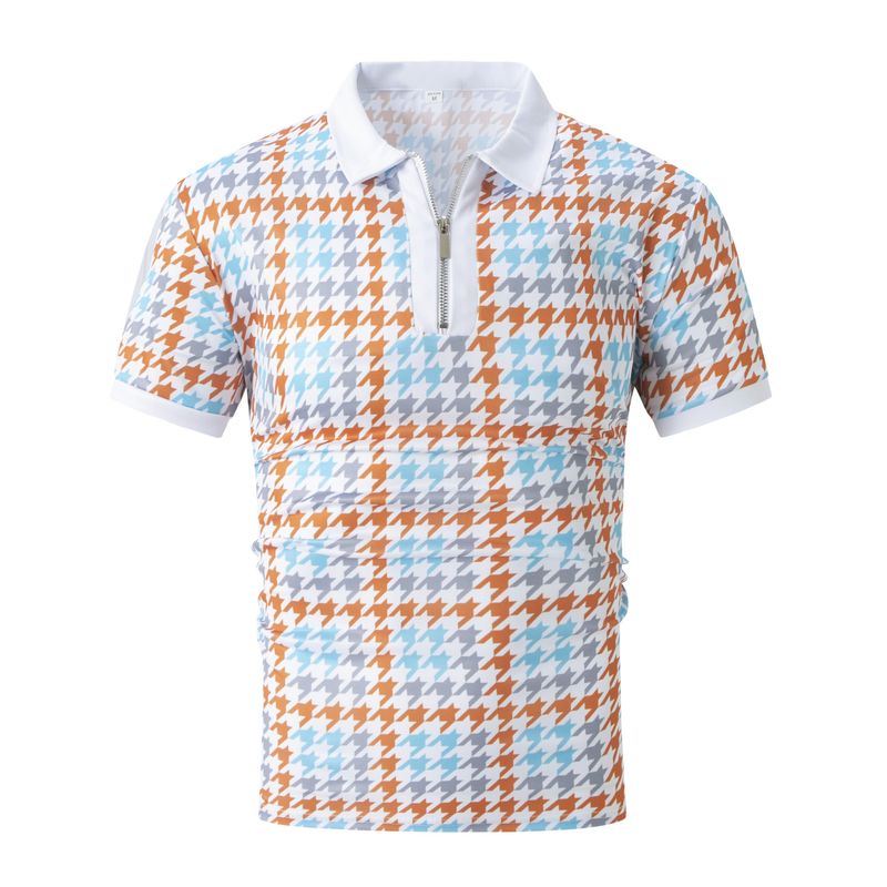 Polo d'été à manches courtes pour homme, imprimé à motifs simples, décontracté, rayé_voghion.com