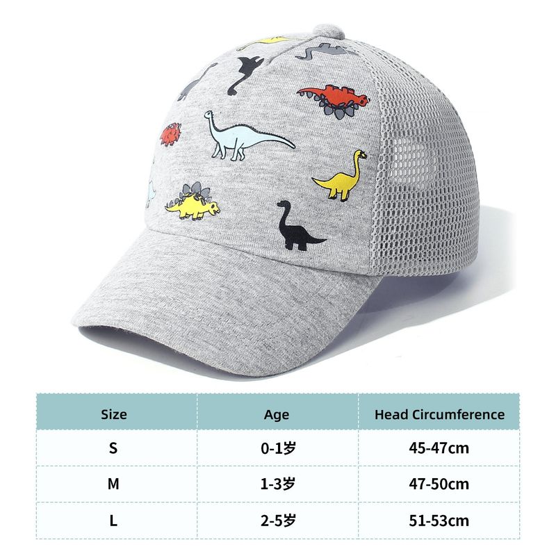 Gorra de béisbol de verano para niños, con estampado de dinosaurios, ajustable, informal, transpirable, de secado rápido, de malla_voghion.com