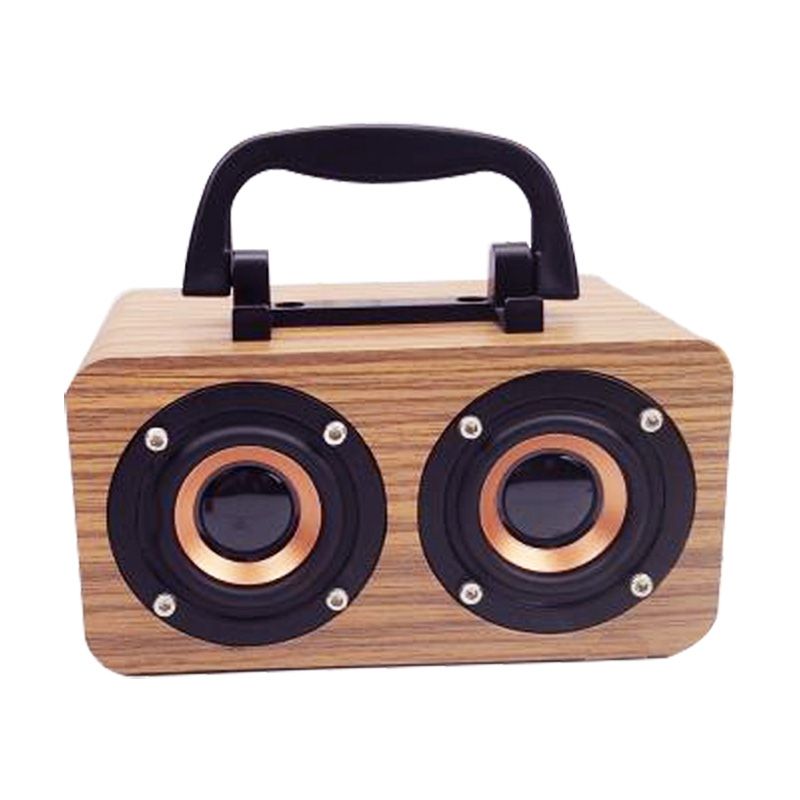 FT-4002 Ξύλινα Ασύρματα Φορητά Ηχεία Subwoofer Bluetooth Retro, Υποστηρίζουν Κάρτα TF & Αναπαραγωγή MP3 USB (Κίτρινο Κόκκο Ξύλου)_voghion.com