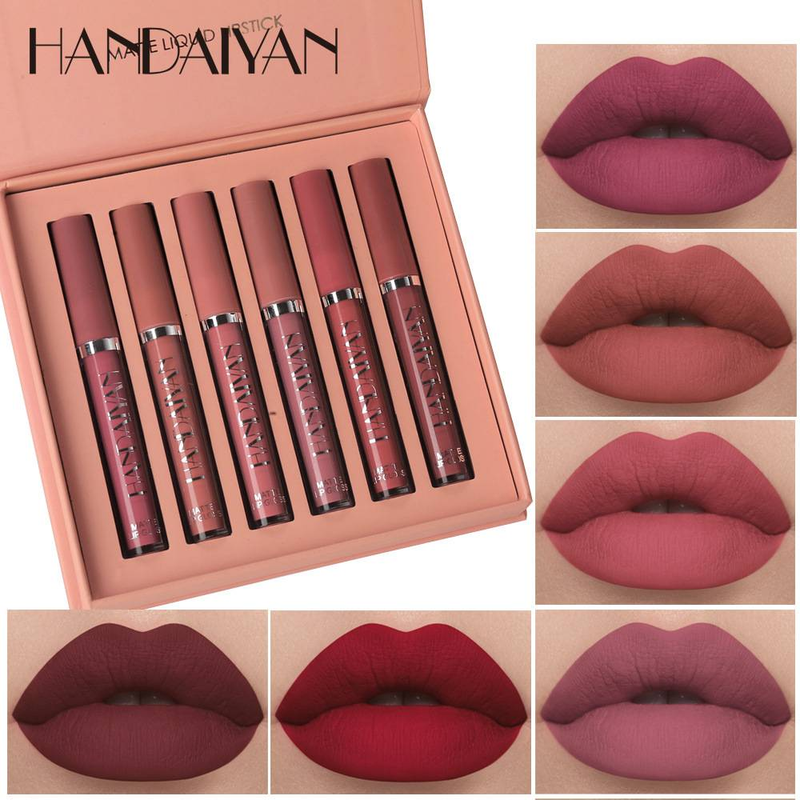 Matte lipstick waterproof non-stick cup 6 lip gloss gift box_voghion.com
