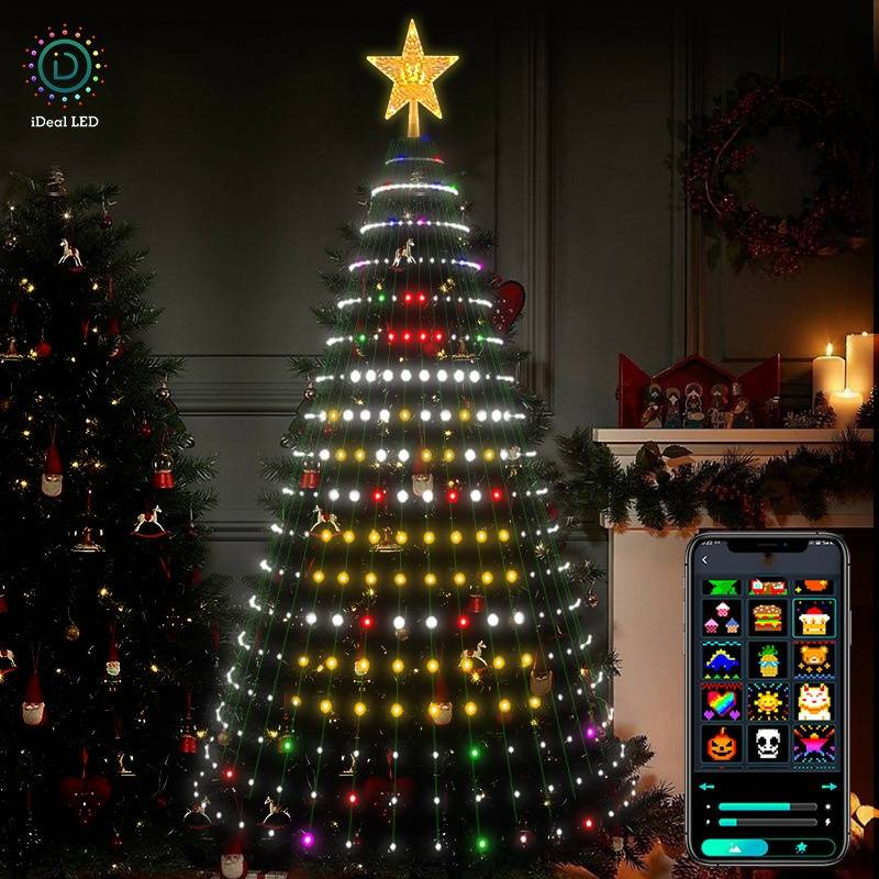 Kerstboom lichtsnoer vakantie decoratie licht sprookjeslicht Bluetooth fantasie kleur punt controle leren lijn licht_voghion.com