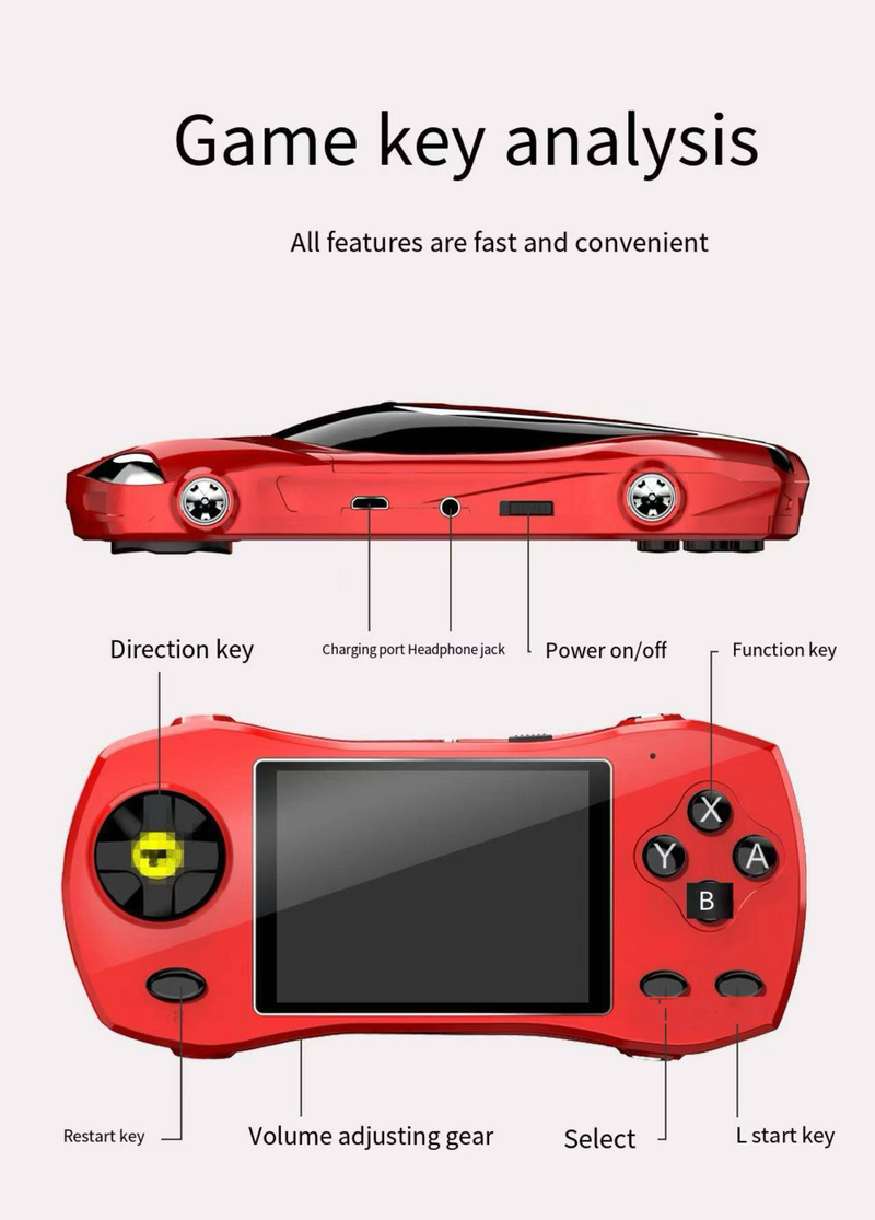 Nouvelle console de jeu portable de voiture de sport, modèle de voiture rétro nostalgique, mini console de jeu double 620 pour enfants_voghion.com