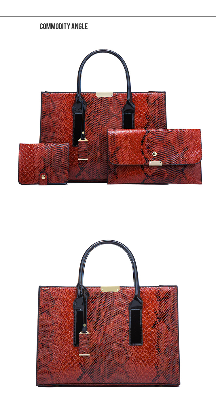 Komplet torbic za ženske, ženska torba iz kačje kože, modni trend, diagonalna torba, retro velika prostornina, štiridelna torba s črkami_voghion.com