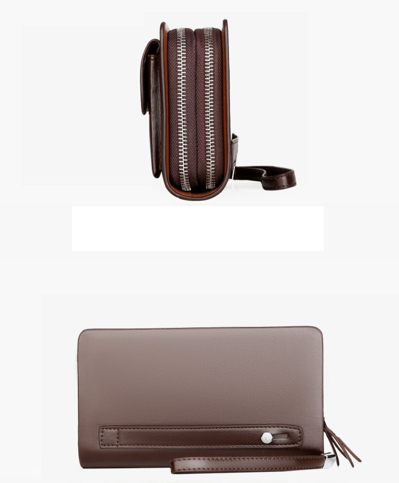 Pánské tašky pánská kabelka, dvojitý zip, psací taška, pánská business casual, velkokapacitní psací taška, pánská kabelka na zápěstí_voghion.com