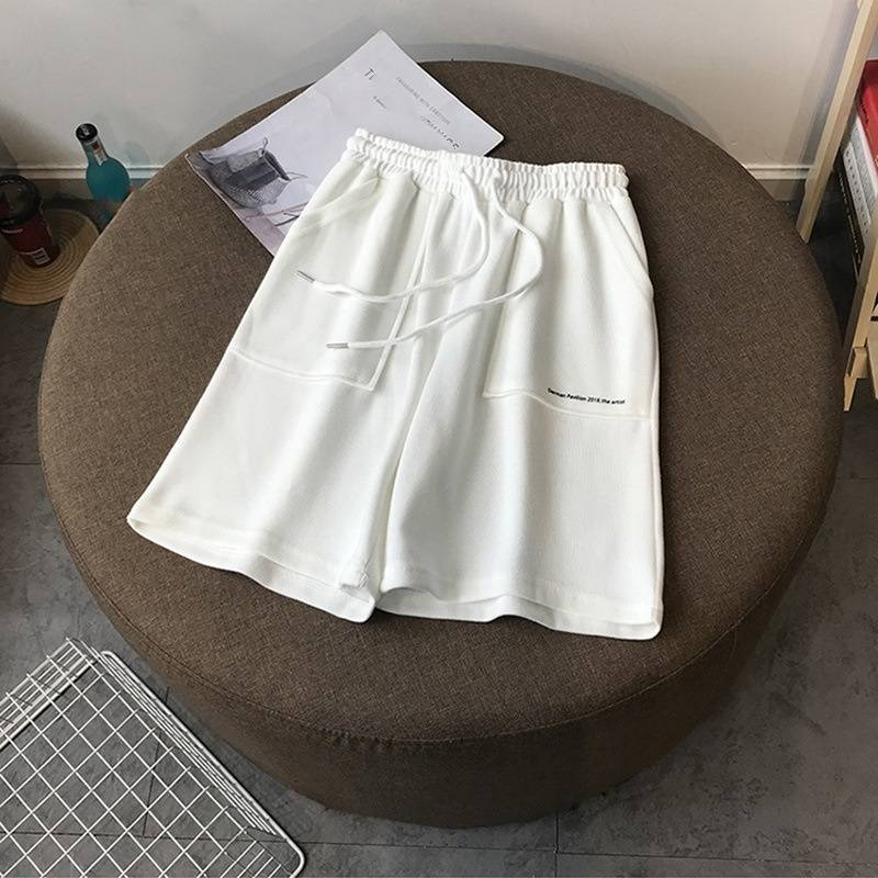 Vêtements pour femmes Shorts décontractés à imprimé lettre simple pour femmes Été Nouveau pantalon chaud ample décontracté polyvalent Slim jambe large noir et blanc_voghion.com