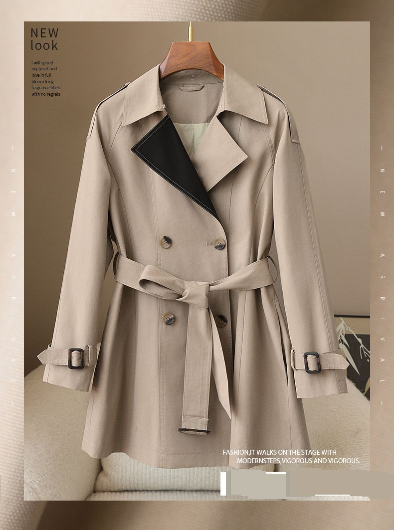 "Women's Slim Fit Retro Windbreaker Jacket With Lace-Up Detail - Spring 2025 Fashion Outerwear In Khaki"_voghion.com