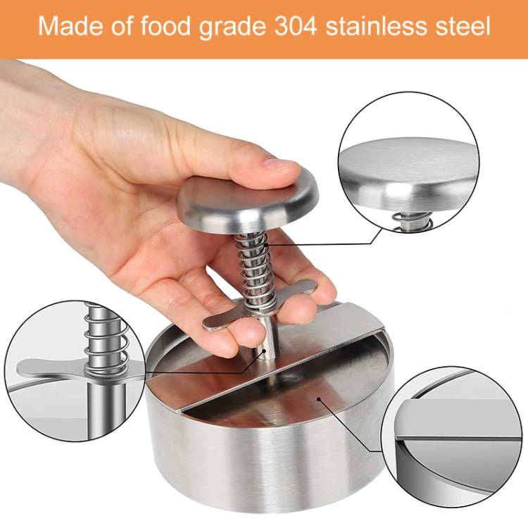 Stainless Steel Burger Press Kitchen Meatloaf Mold_voghion.com