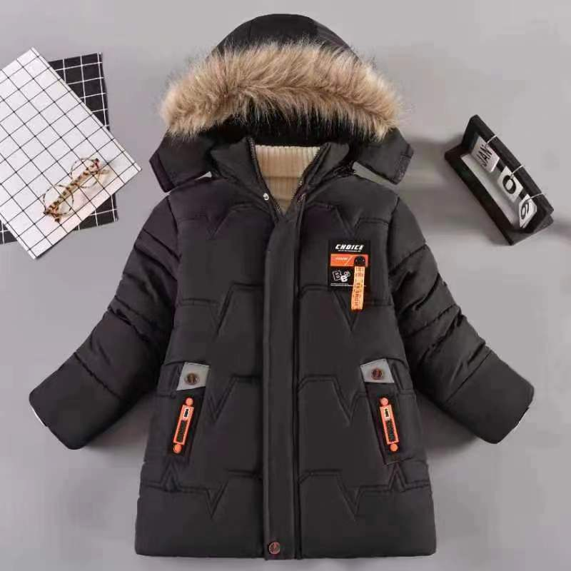 Boys' Winter Jacket – Thick Insulated Coat With Detachable Hood (3-8 Years, Black/Bronze/Navy/Gray)_voghion.com