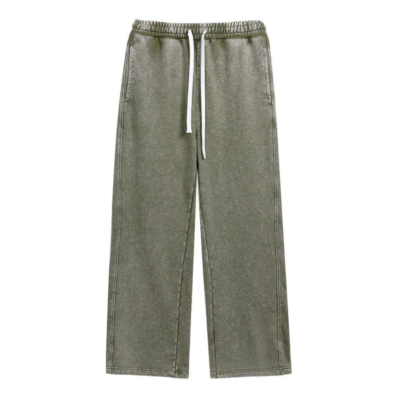 Men's Clothing Relaxed Fit Washed Jogger Pants With Elastic Waist, Wide Leg & Droopy Style For Casual Wear - Black, Light Grey, Rose Red, Dark Brown_voghion.com