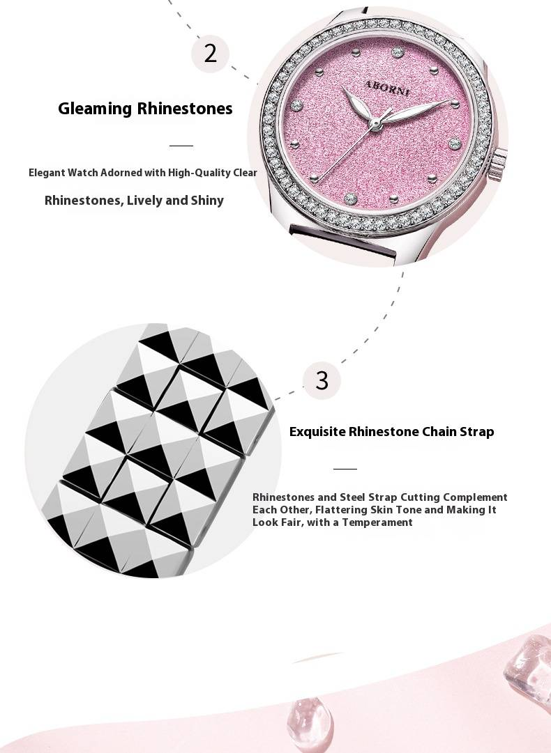 Light Luxury Elegant Women's Watch With Matte Finish, Luminous Hands, And Crystal Accents - Stylish Quartz Timepiece For Everyday Wear_voghion.com
