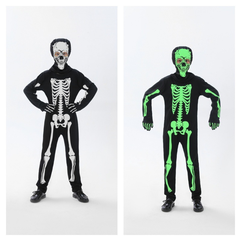 Neues Halloween-Cos-Kostüm für Kinder, Todeskostüm, grenzüberschreitendes Cosplay, leuchtende Brille, Kleidung für die Bühne_voghion.com