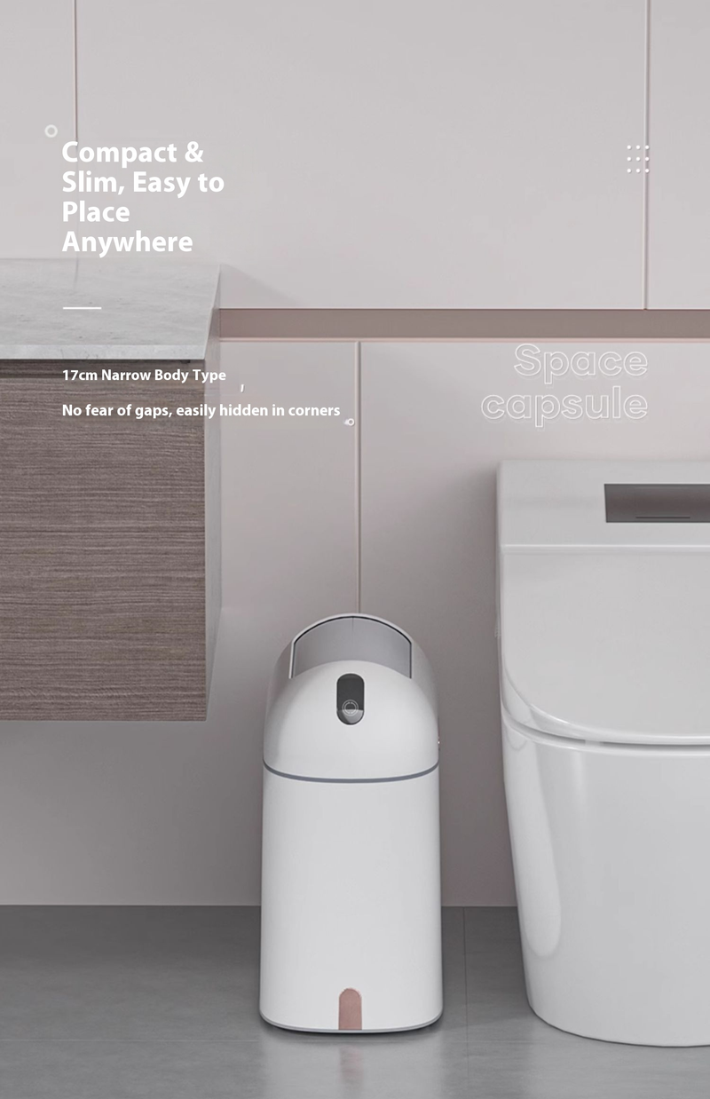 Elegant Foot Pedal Trash Can, 9L Slim Tall Bin For Home & Office, Touch-Free Waste Basket With Lid, Modern White/Grey Color Options_voghion.com