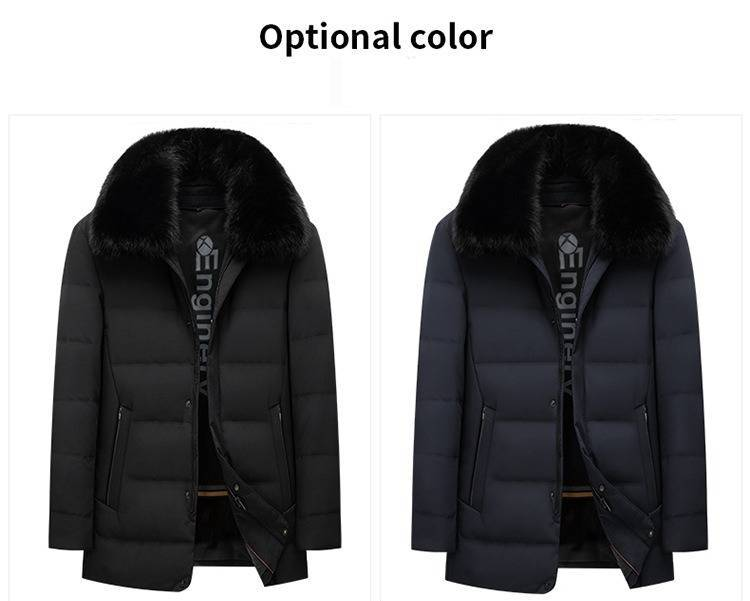 Afneembare 2-in-1 winterjas voor heren, 700 vulling, eendenveren, winddicht en thermisch voor extreme kou, middellange jas met ritssluiting_voghion.com