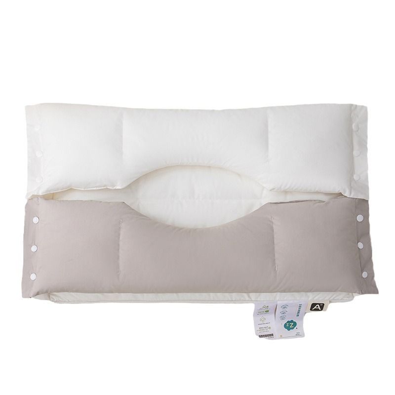 Cuscino di supporto cervicale in cotone traspirante - Altezza regolabile per alleviare il dolore al collo, antirughe e adatto a chi dorme di lato, biancheria da letto ipoallergenica_voghion.com