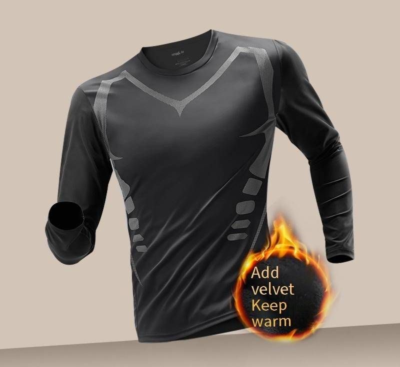 Men's Thermal Underwear Set Winter Fleece Lined Warm Base Layer Running Tight Long Sleeve Shirt & Pants_voghion.com