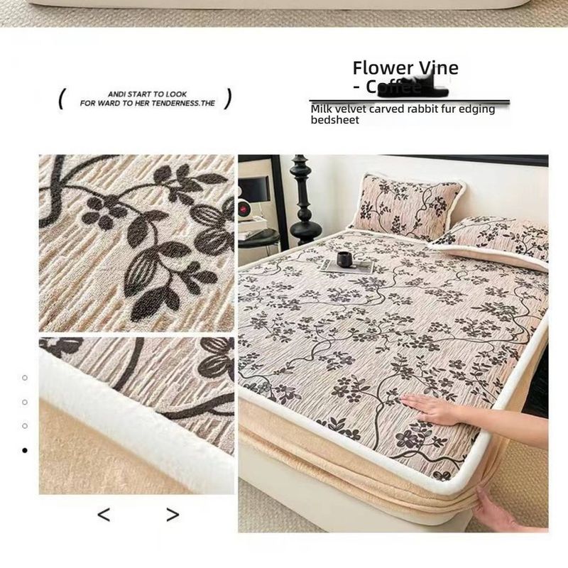 Premium Milk Fleece Fitted Sheet With 3D Carved Patterns – 360° Full Wrap, Anti-Static & Hypoallergenic For Ultimate Comfort_voghion.com