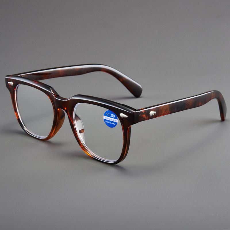XY8291 Nuovi occhiali da lettura anti-luce blu per uomo e donna, alla moda coreana, con montatura quadrata grande e ultraleggera HD_voghion.com