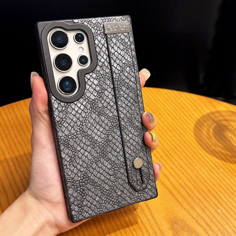 Custodia in pelle con trama in pelle di serpente per Samsung S25 Ultra S24 Plus, custodia in silicone morbido con ricarica wireless magnetica_voghion.com