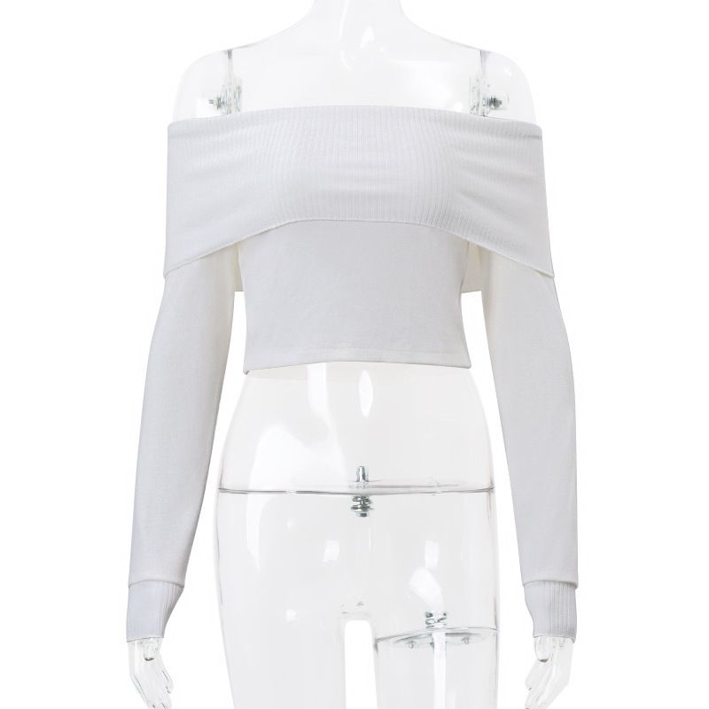 Women's Sexy Off-Shoulder Ribbed Knit Long Sleeve Tops - Slim Fit Streetwear Fashion For Casual & Party Wear_voghion.com