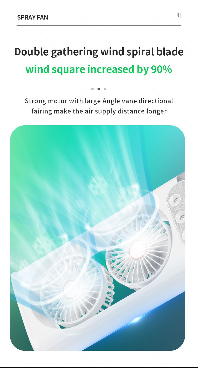 Neuer Dreiloch-Doppelkopf-Ventilator, Sprühbefeuchtung, Windkühlung, stiller Camping-Ventilator für das Homeoffice_voghion.com