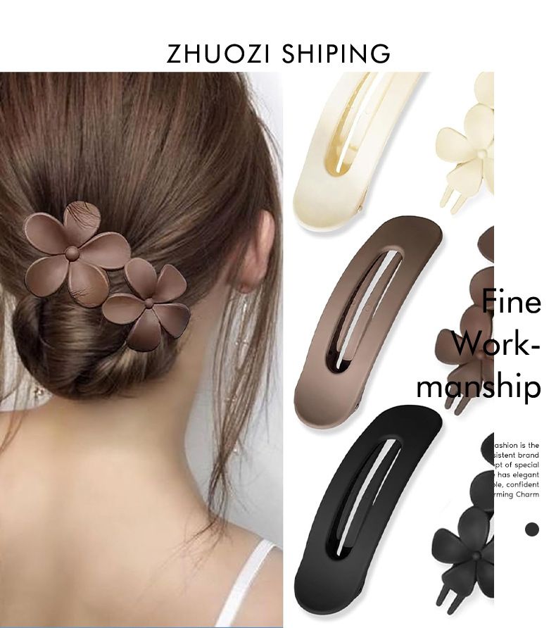 Large Temperament Frosted Flower Clip Side Clip Bangs One Line Broken Hair Clip Back Of The Head Clip Horizontal Clip Head Ornament_voghion.com