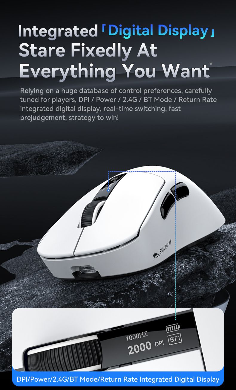 Mouse sem fio Bluetooth para jogos Smailwolf M6 com sensor PAW3311, comutação de três modos, magnético_voghion.com