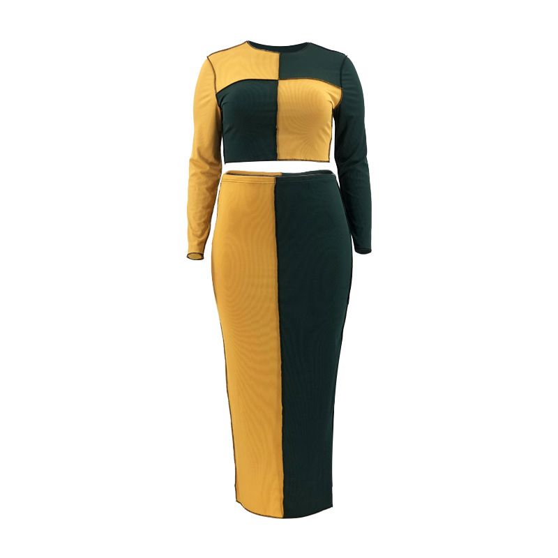 Damen-Spleißfarben-Mode, sexy Plus-Size-Mode-Freizeitanzug_voghion.com