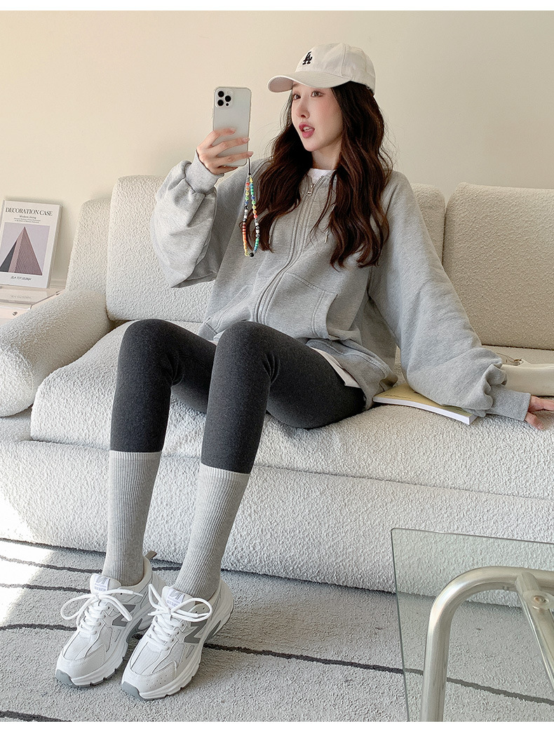 Women wear winter plus velvet padded plus size high waist abdomen warm pants_voghion.com