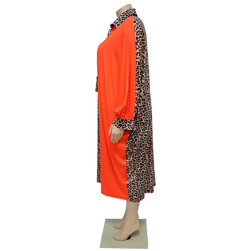 ChicShe N7699 European And American Fashion Plus Size Women's Clothing Nightclub Outfit Solid Leopard Print Patchwork_voghion.com