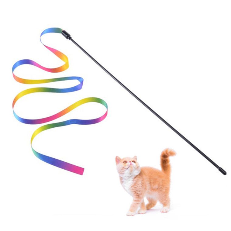 Doppelseitiger Zauberstab Regenbogenband Spielzeug Katzenspielzeug Heimtierbedarf_voghion.com
