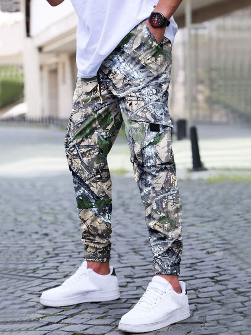 Herrenbekleidung Freizeithosen Legging Camouflage Hose Kordelzughose Taktische Hose Multi Pocket Overalls_voghion.com