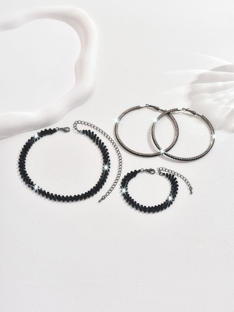 Set di gioielli da donna, collana, collana versatile alla moda e alla moda, dolce girocollo, collana con diamanti, orecchini e bracciale._voghion.com